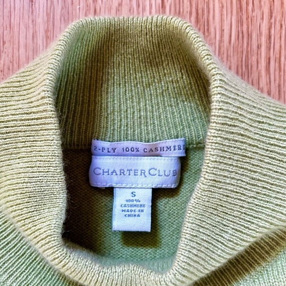 100% cashmere CHARTER CLUB mockneck sweater light green pastel size S - Picture 3 of 6